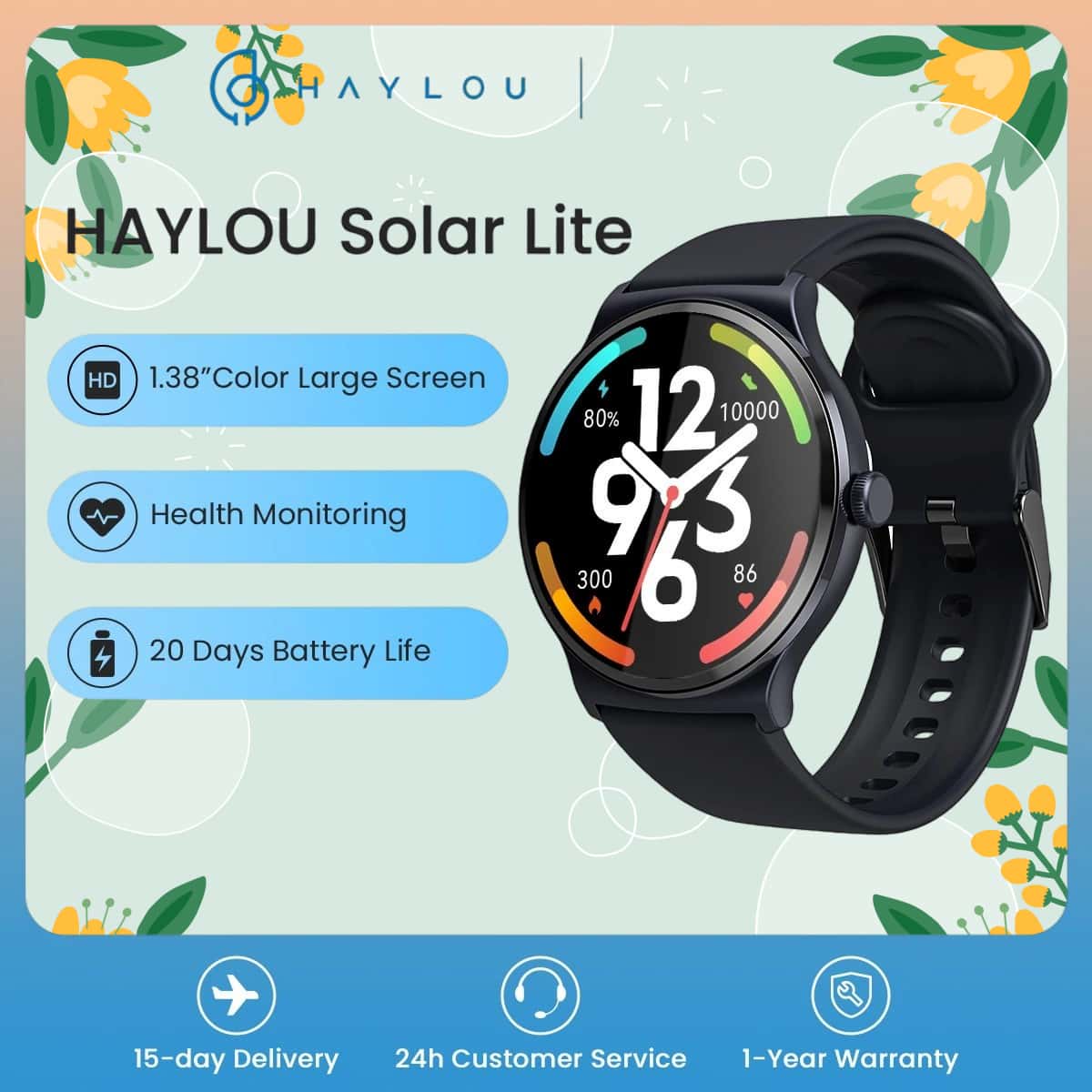 Fall Detection Watch - HAYLOU Solar Lite Smartwatch z Funkcją